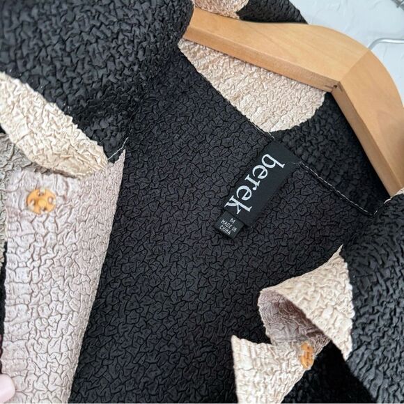 Berek Artistic Textured Abstract Pebbles Jacket Cardigan Cream Black M Like New - Picture 11 of 14